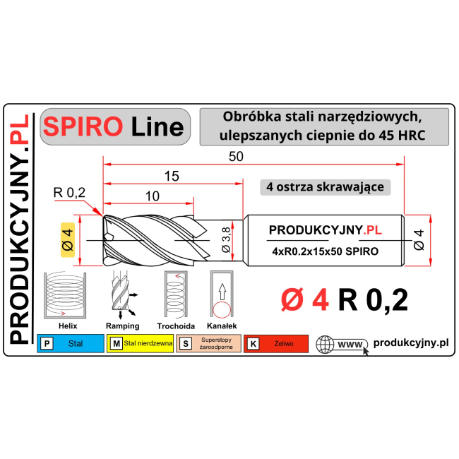 Frez fi 4 R0,2 SPIRO